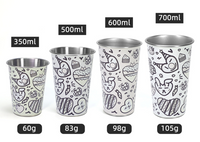 Colección de vasos de acero inoxidable reutilizables personalizados